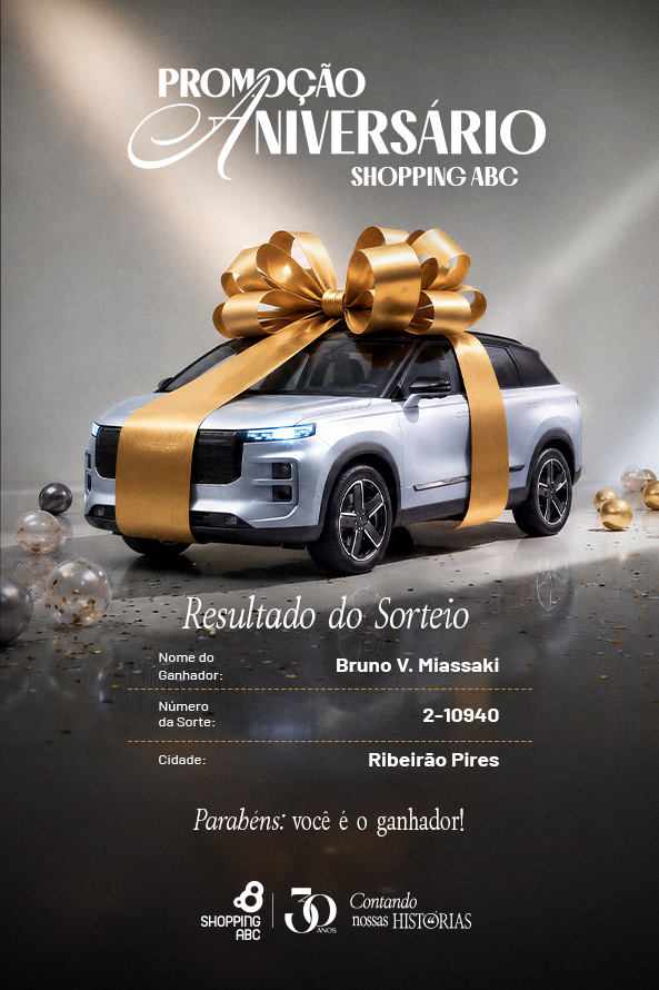 Resultado Promoção Aniversário 30 Anos no Shopping ABC
